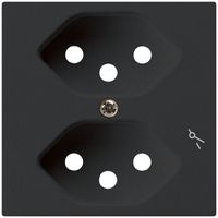 Frontplatte kallysto 2×T13/1 60×60 schwarz für Steckdose 2×T13/1