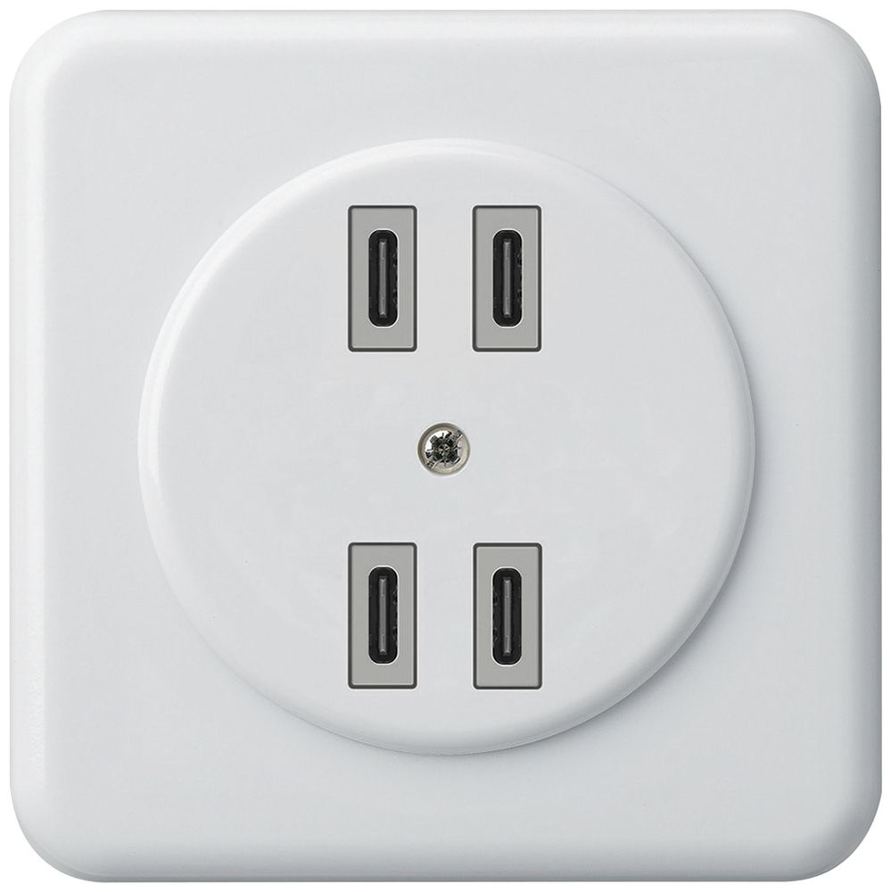 UP-USB-Ladesteckdose Hager basico 2×C-C 2×20W oder 4×10W 5V 86×86mm weiss