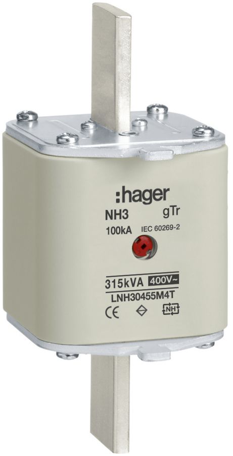 Fusible HPC Hager DIN3 400VAC 455A 315kVA gTr avertisseur central inoxydable