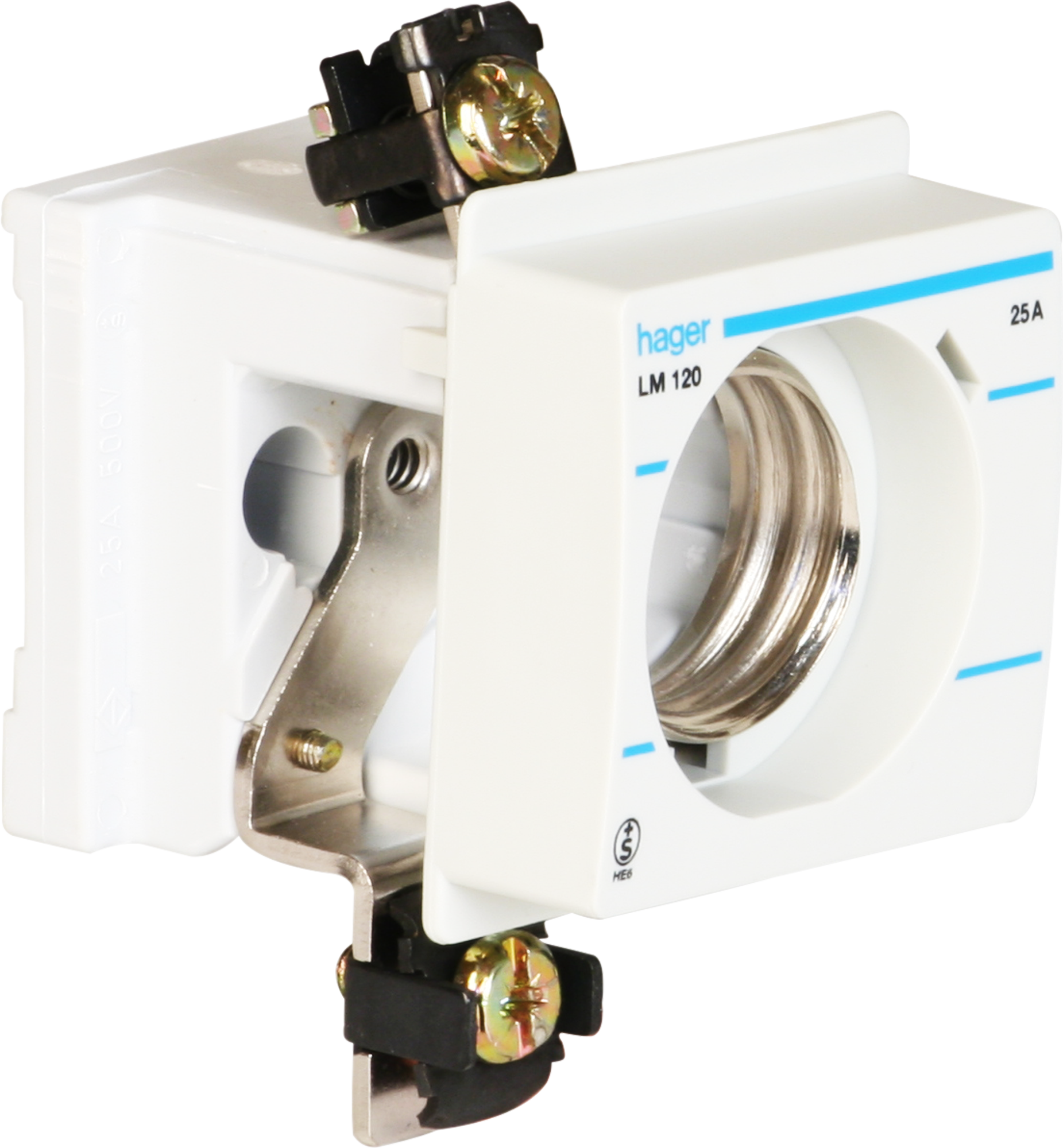 EB-Sicherungselement Hager DII 25A m.Frontabdeckung f.Einbautiefe 44mm L oben