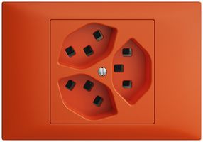 EB-Steckdose 3×T23 16A orange EDIZIOdue, mit Steckklemmen