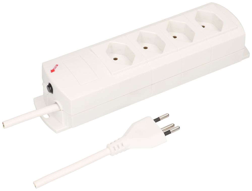 Prise multiple MH 4×T13 Prime-Line Td 3×1mm² 5m blanc