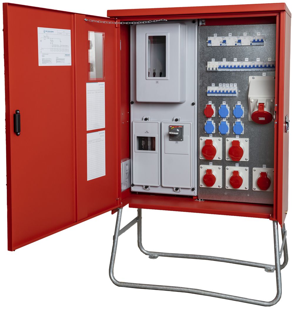 Armadio distributore collegamento Demelectric 80A 55kVA NH00 IP44 rosso