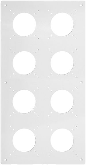 Plaque de montage ENC 4×2 Feller NEVO, pour combinaison, avec 8×NUP, blanc