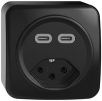 Prise AP USB 2×type C + type 13 Feller STANDARDdue QX54 230V 3000mA noir