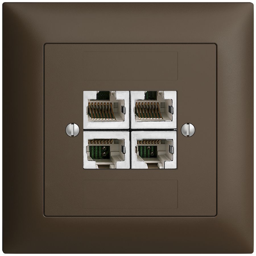 UP-Anschlussdose 4×RJ45/s 4P getr. EDIZIOdue coffee ITplus