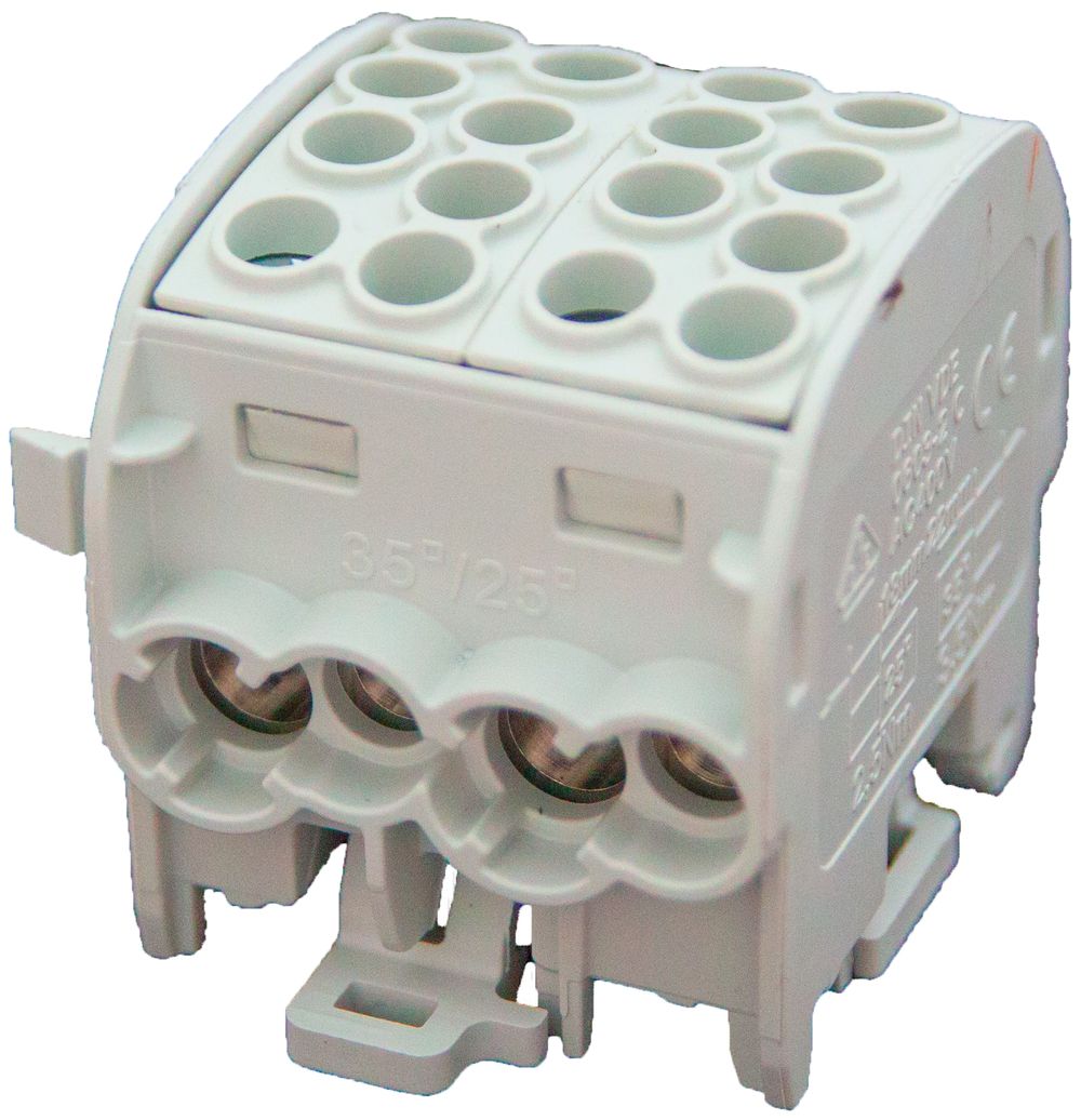 Bloc répartiteur type C 4×35/4×25mm² 125A CU gris