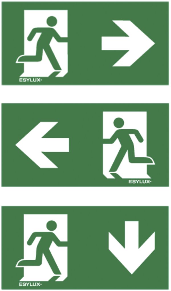 Set di pittogrammi ESYLUX SLB 21m freccia d/s/b 105×289mm