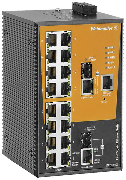 Switch WM IE-SW-AL18M-16TX-2GC, 16×RJ45 FE+2×RJ45/SFP GbE managed