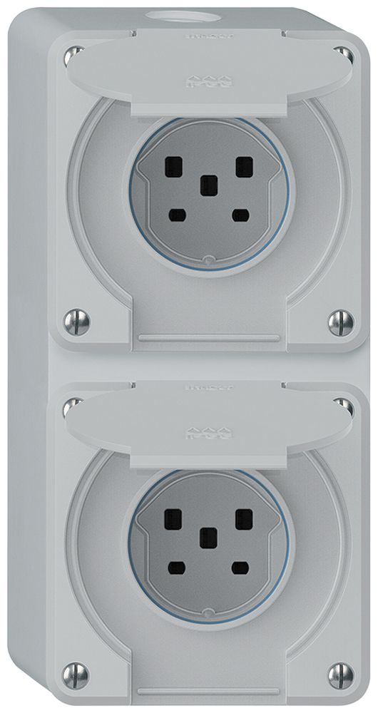 AP-Kombination robusto 2×1, 2×Steckdose T25 IP55 grau