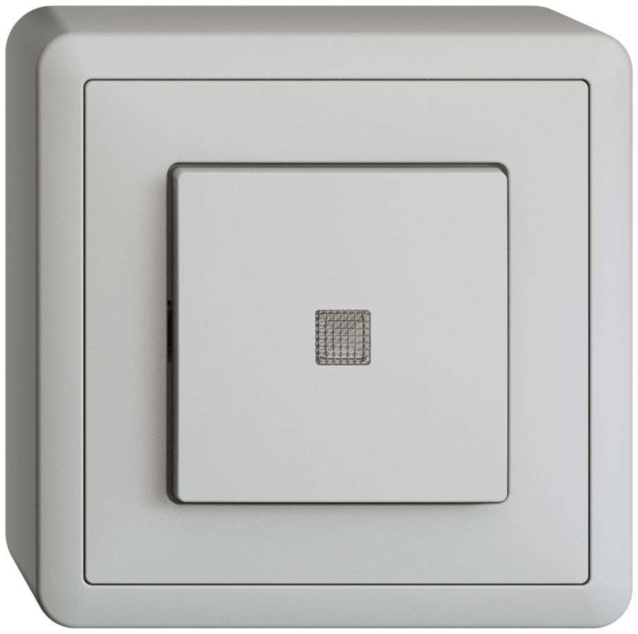 AP-Taster EDIZIOdue LED gelb ARK hellgrau