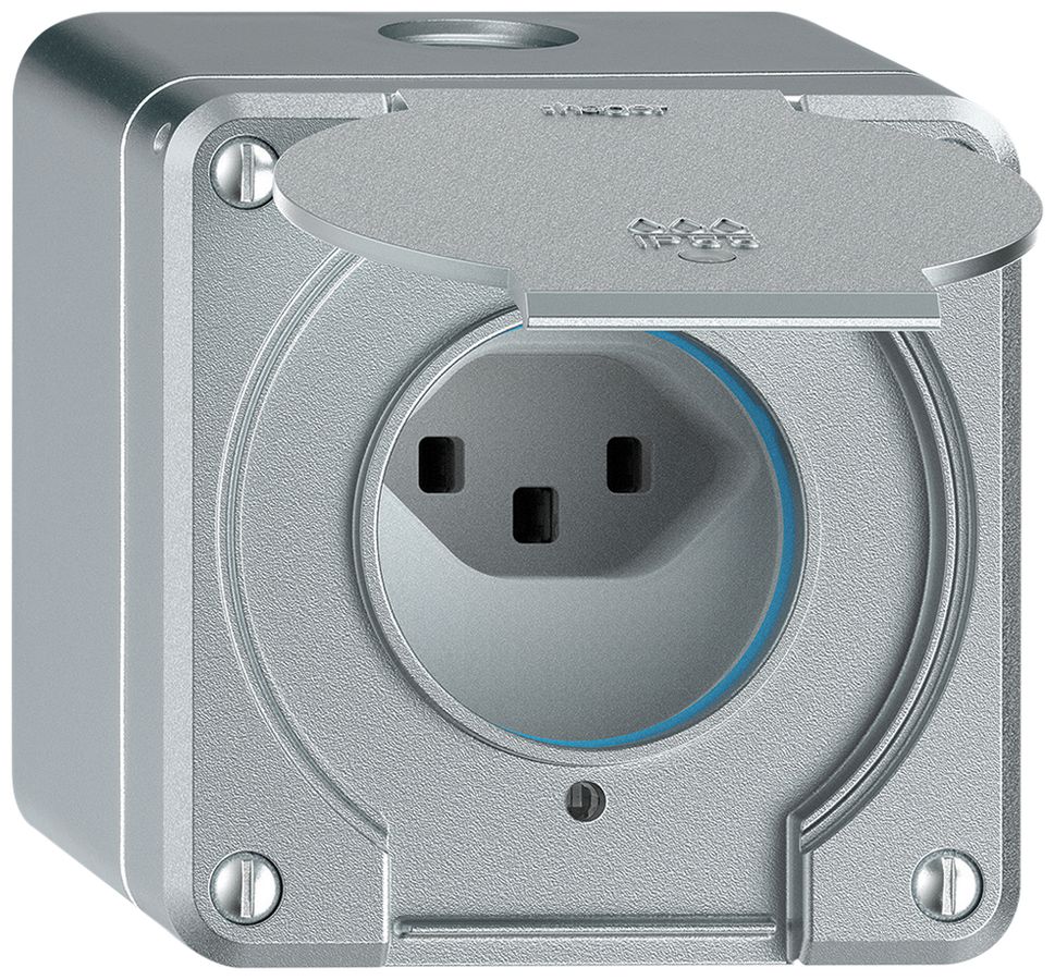 Prise AP robusto 1×type 23 lumineux IP55 aluminium