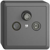 AP-Stichdose SAT/TV DB52 EDIZIOdue dunkelgrau, mit IEC/F-Anschluss