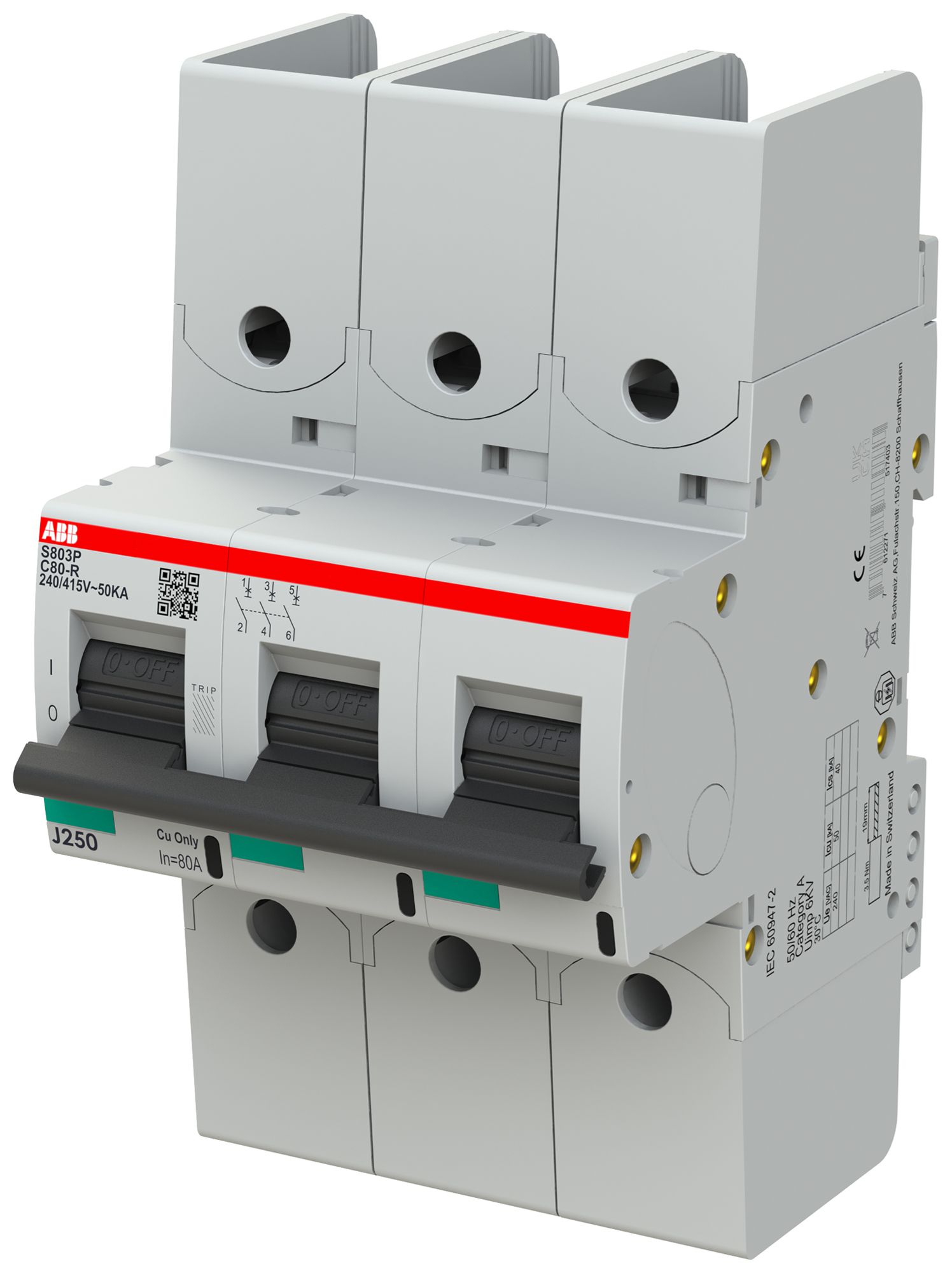 Leitungsschutzschalter ABB S803P-C80-R 3P 400V C-80A 50kA 4.5TE