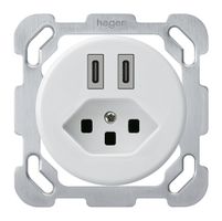 UP-USB-Ladesteckdose Hager basico C-C 20W+T23 5V 77×77mm weiss