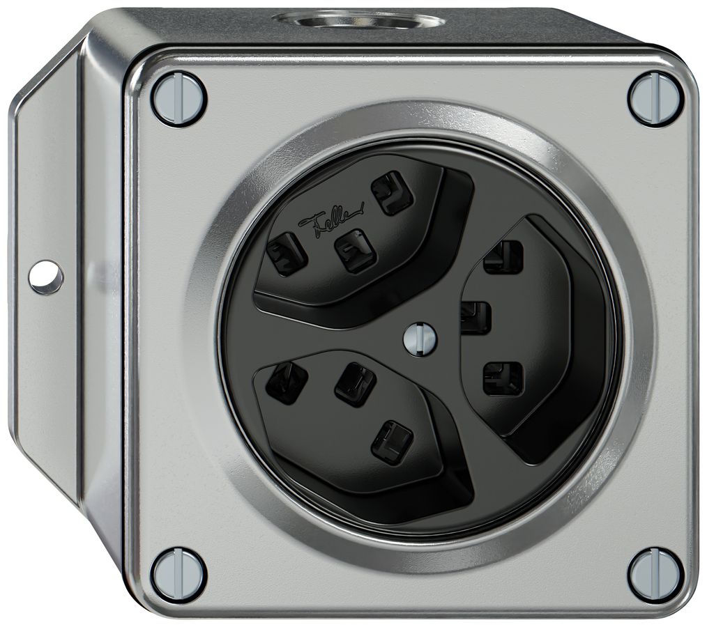 Presa AP ELEMENT 3×tipo 23 1×S 16A 250V IP20 alluminio