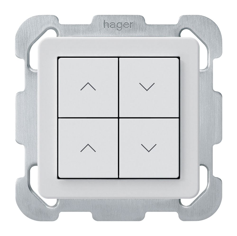 UP-KNX-Storentaster Hager BA basico B 4-fach 77×77mm weiss
