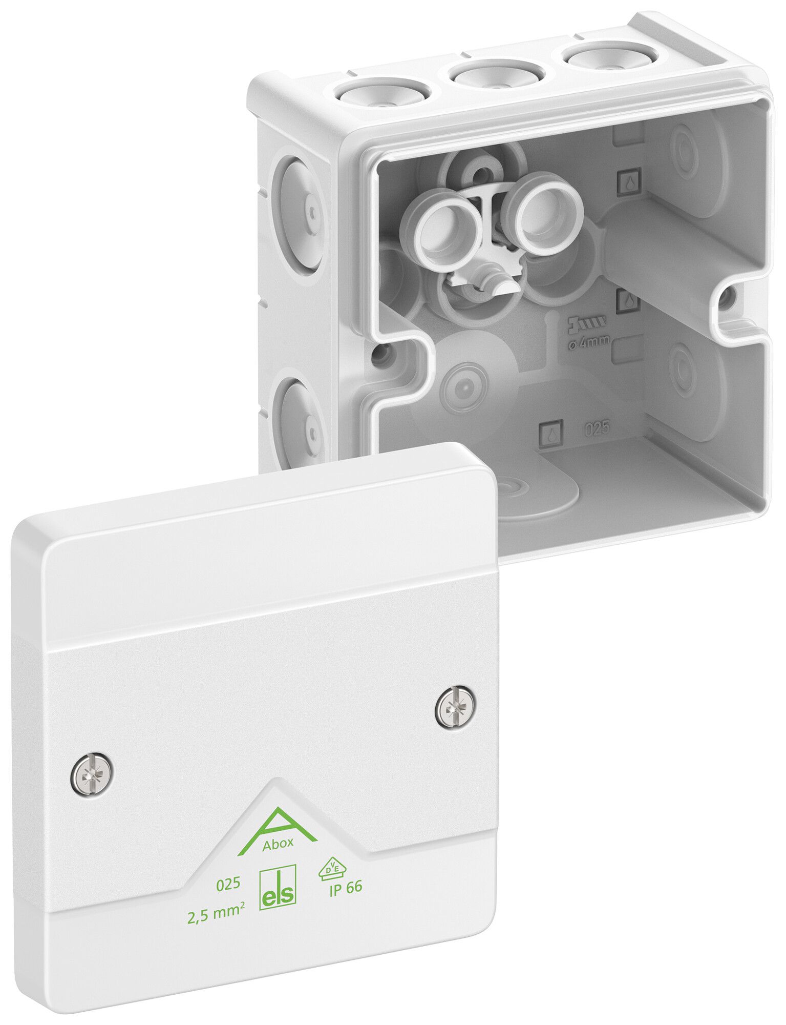 Scatola di derivazione AP Spelsberg Abox 025-L/w 87×87×52mm IP66 bi
