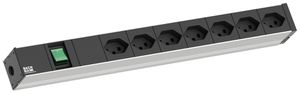 Steckdosenleiste 19" BACHMANN 7×T23 3m mit Schalter 1HE schwarz