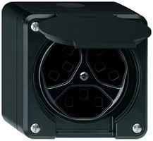 Presa AP robusto 3×T23 16A 250V 86×86mm IP21 nero