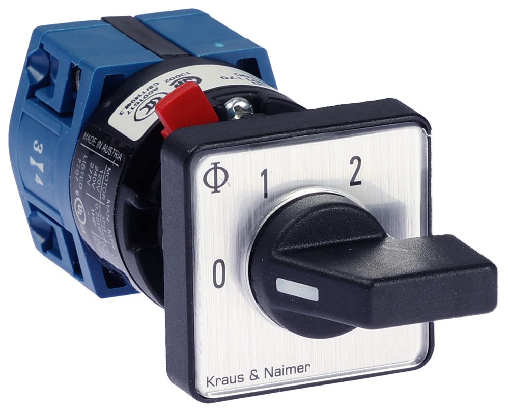 Interrupteur à gradation INC K&N CG4.A240.FS2, 10A/400V 1L 30×30mm "0-1-2"