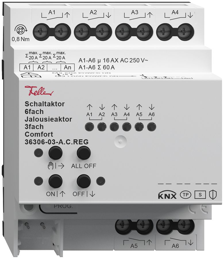 Actionneur de commutation 6×/jalousie 3× AMD Comfort, 4mA, 250V, 16A, 4UM