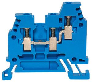 Borne de passage joignable Woertz 1…2.5mm² 24A 800V vis 3×1 rail DIN 35mm bleu