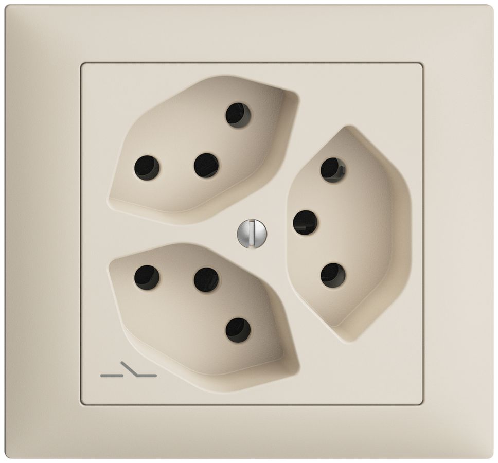 EB-Steckdose EDIZIOdue 3×T13 1×S crema