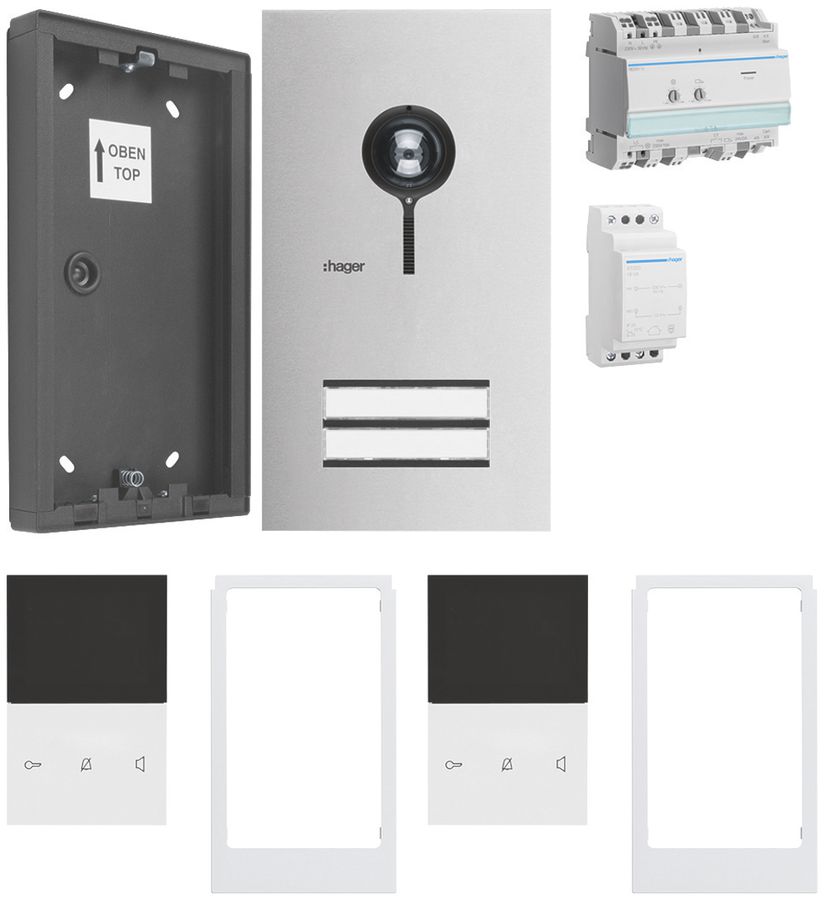 Kit video AP Hager elcom.start per 2 appartamenti