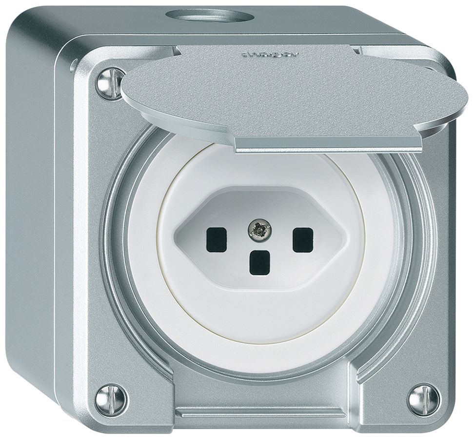 AP-Steckdose robusto Typ 23 aluminium mit Steckklemmen