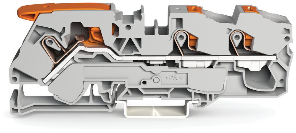 Borne de passage WAGO TopJob-S 16mm² 3L gris série 2116