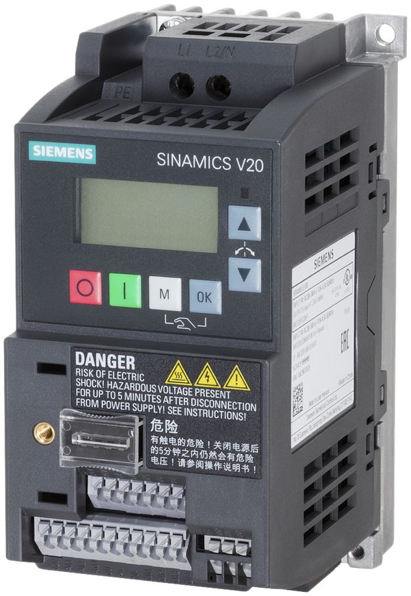 Frequenzumrichter Siemens SINAMICS V20 0.12kW 1/3AC ungefiltert Modbus