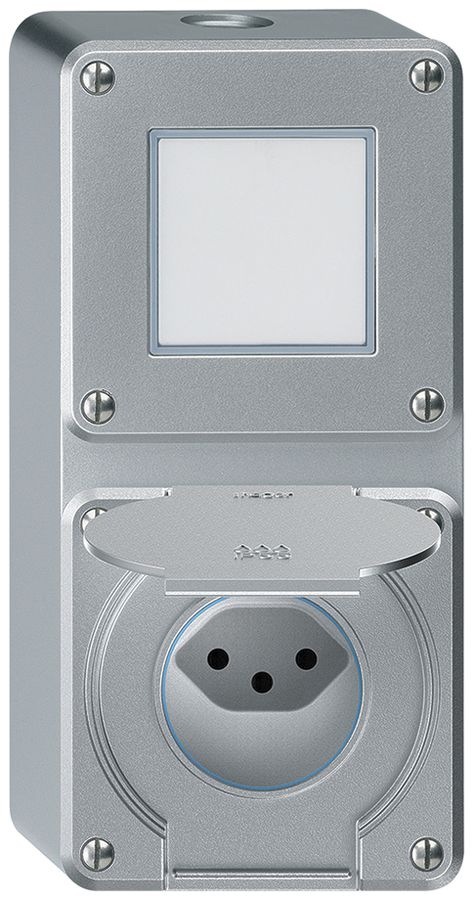 AP-Kombination robusto 2×1, Schalter Schema 3/Steckdose T13 IP55 aluminium