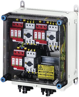 Scatola PV ENYSUN Mi PV 2233 con spina MC4 3×prot.sovratensione+interrutore rete