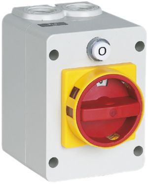 Interruttore di sicurezza AP K-N 20A 1L 0-1, giallo/rosso, lucchetto 4×M20