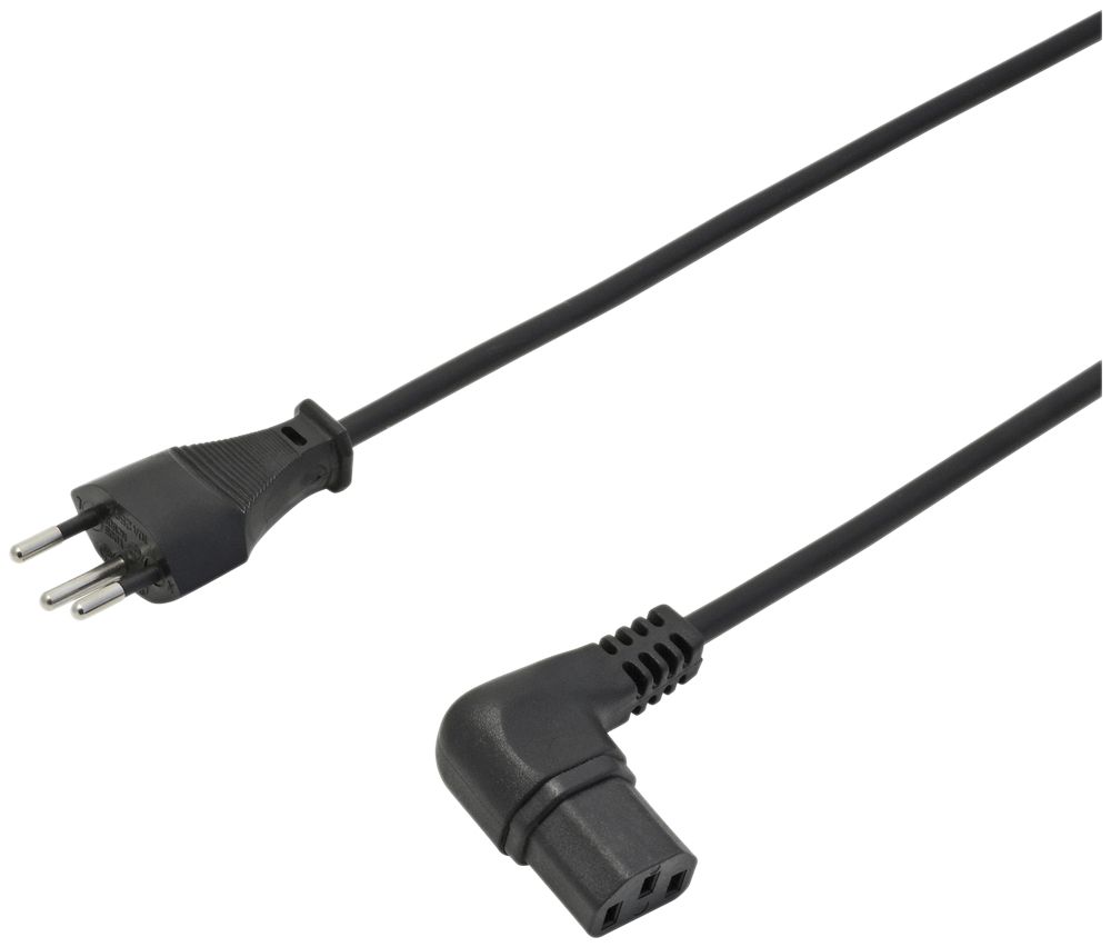 Apparatekabel Td 3×0.75mm² 2m schwarz Stecker T12+CEE 113 abgew.