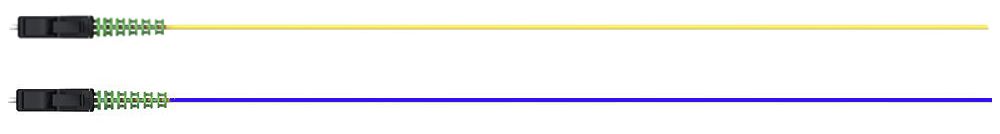 Set di pigtail Huber+Suhner, LC/APC, 900µm G.657.A2, 2 pezzi, 2m, giallo/blu