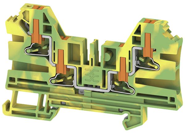 Borne de passage joignable WM AL4C 4 PE 4mm² PUSH IN 4×1 DIN35 vert/jaune