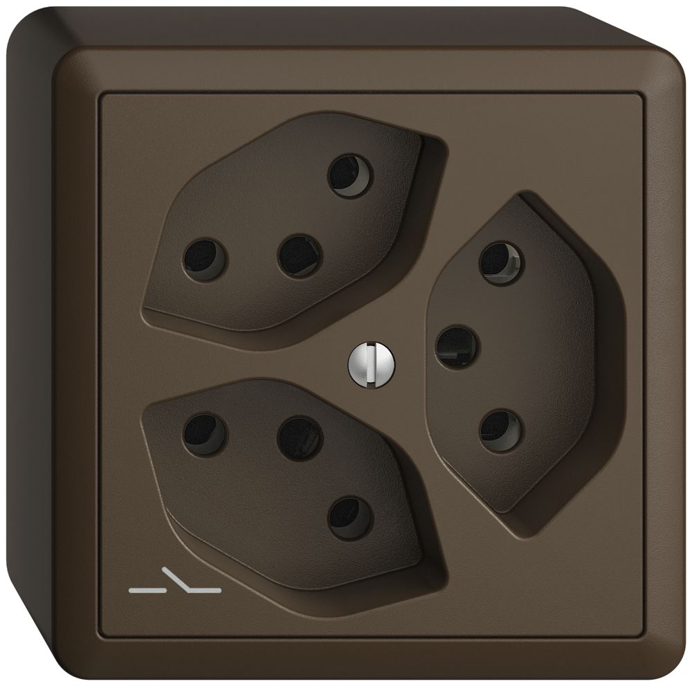 Presa AP EDIZIOdue 3×T13 coffee 1×S con shutter