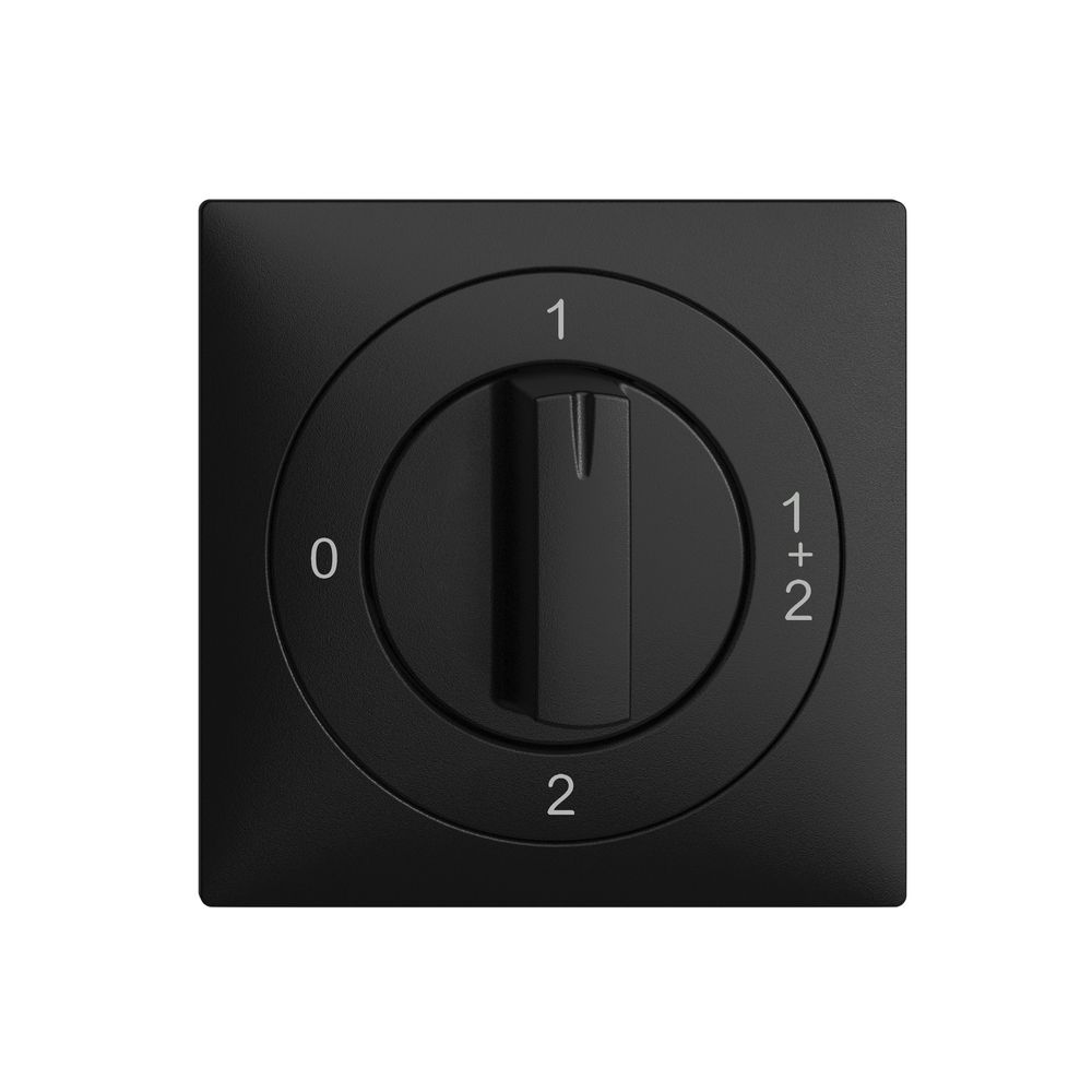 Frontset EDIZIOdue 0-1-1+2-2 60×60mm schwarz, für Drehschalter