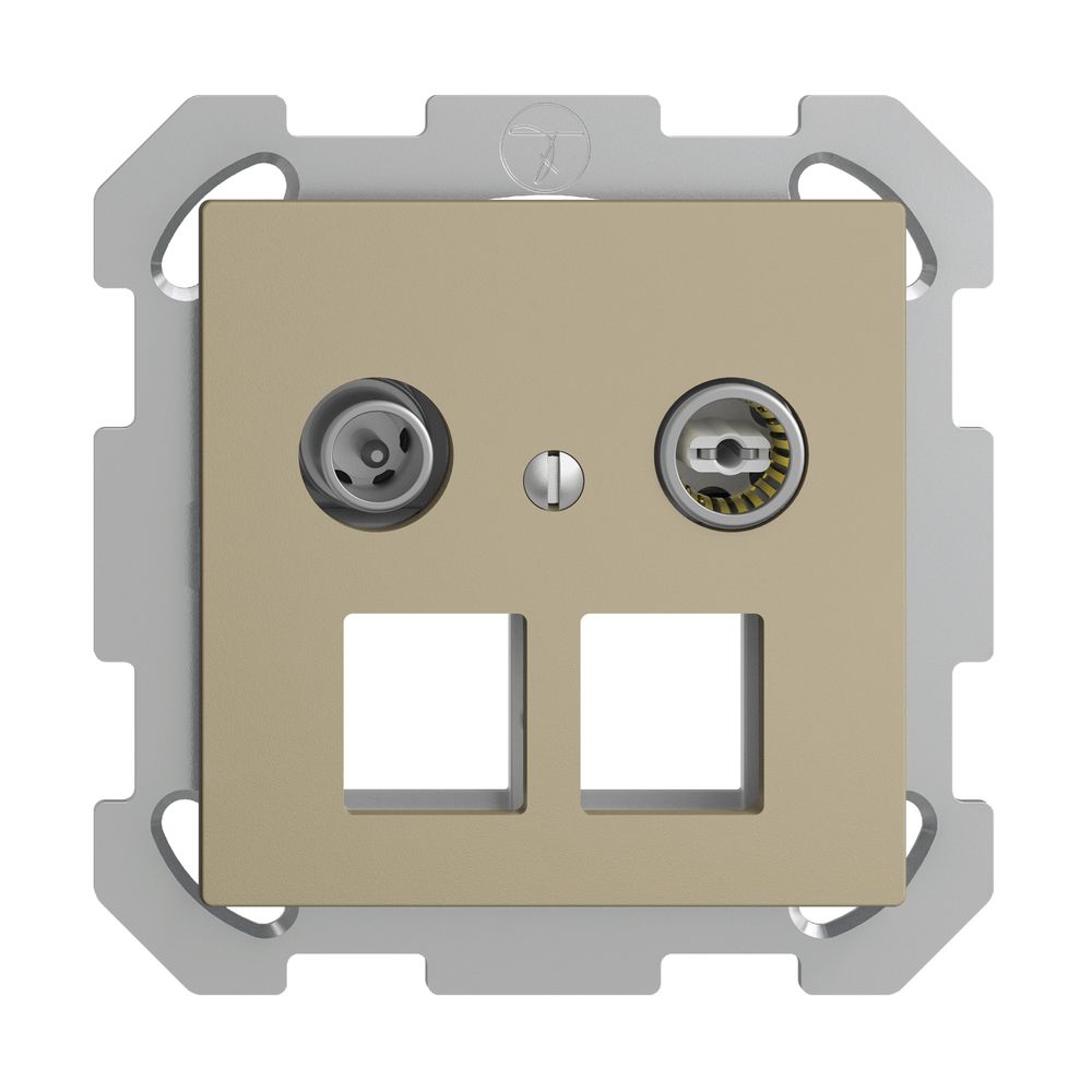 Prise multimédia 15dB ENC Edue FM, prise de passage, pour 2×RJ45 Keystone, sand