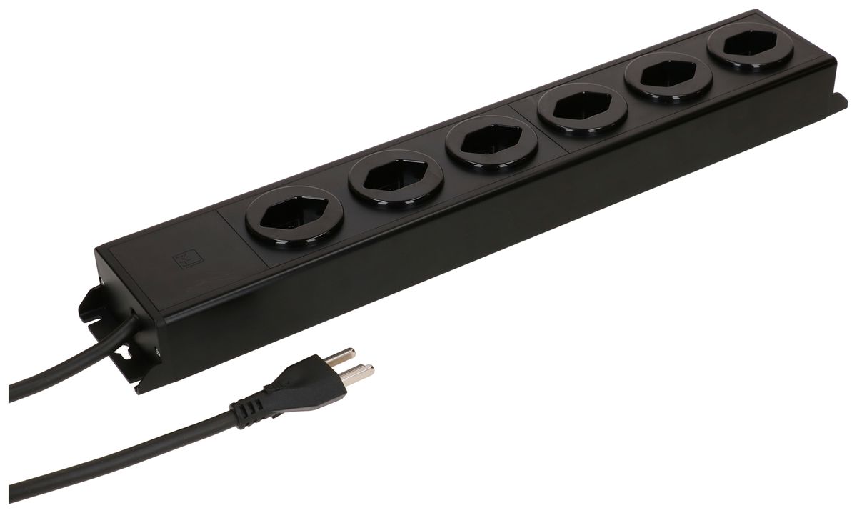 Prise multiple MH POWER LINE 16A 6×T23 1.5m noir-noir
