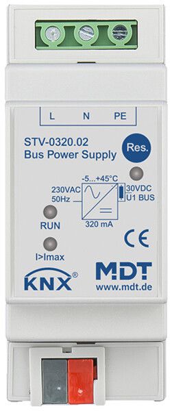 Alimentation KNX AMD MDT STV-0320.02 29V 320mA 1 ligne 1 inductance d'arrêt 2UM