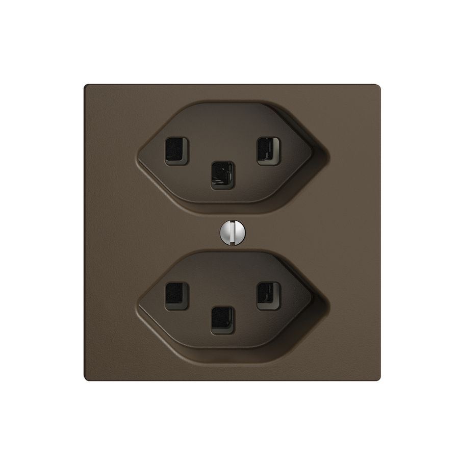 Steckdose EDIZIOdue 2×T23 coffee 16A, mit Steckklemmen