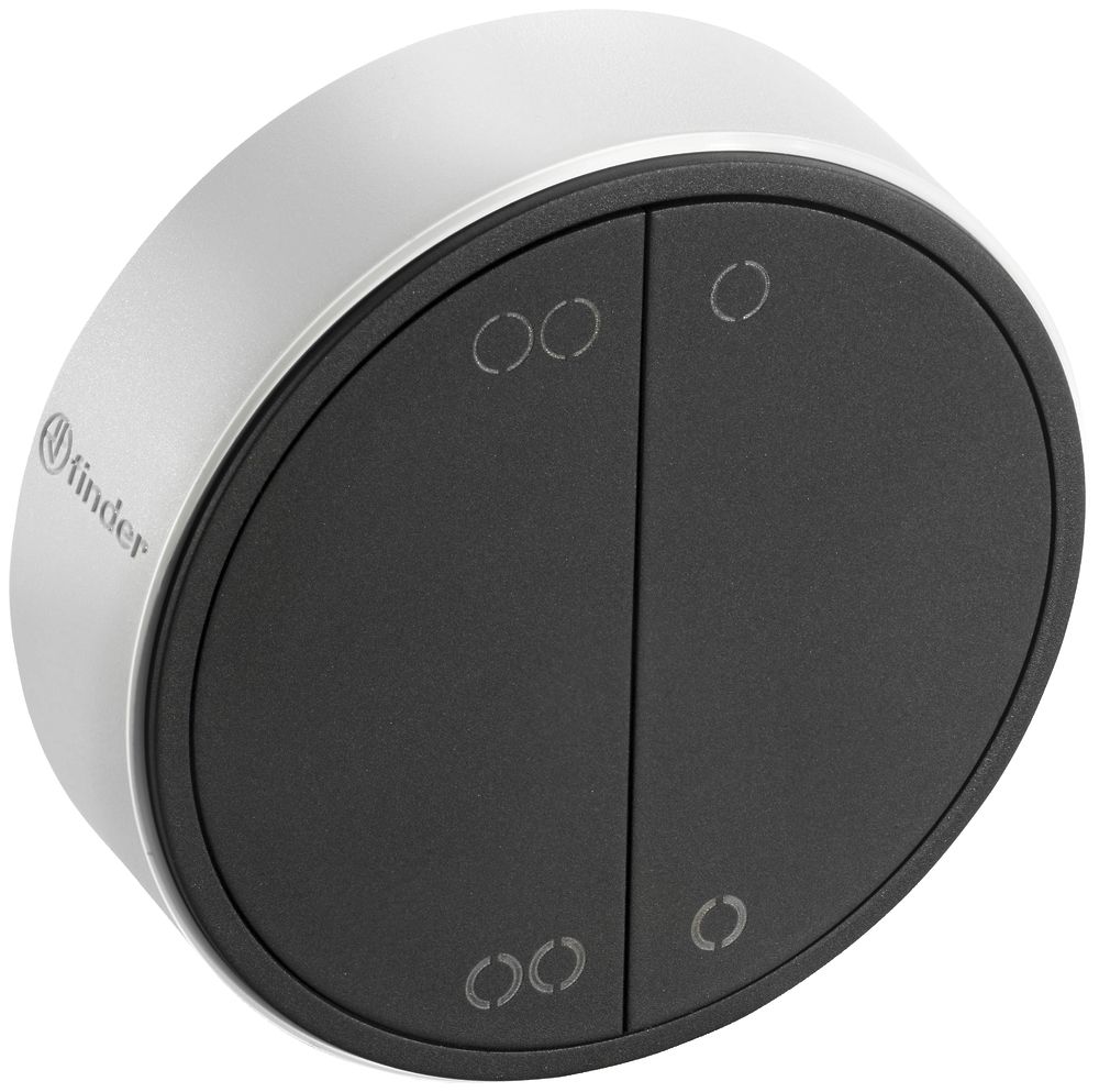 RF-Handsender YESLY, 4-Kanal, Bluetooth, batterielos, rund, schwarz/grau