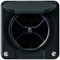 UP-Steckdose robusto 2×T23 16A 250V 86×86mm IP21 schwarz