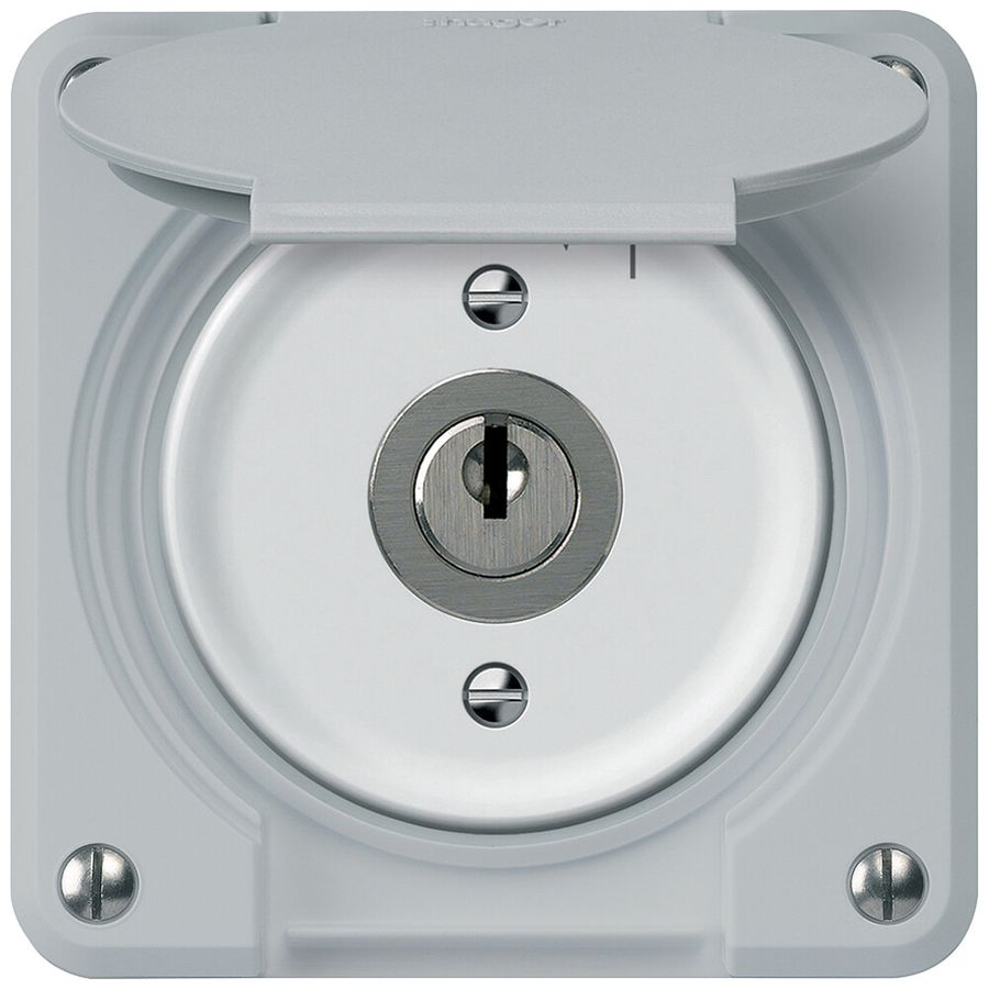 Schlüsselschwenktaster robusto 2P 2NO 20A 250V 86×86mm grau