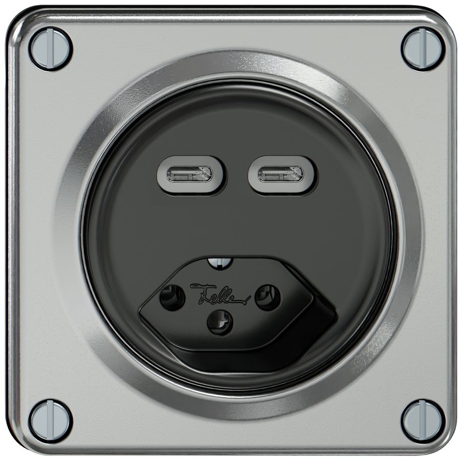 Presa di carica USB ELEMENT 2×USB-C 3000mA + 1×T13 alluminio