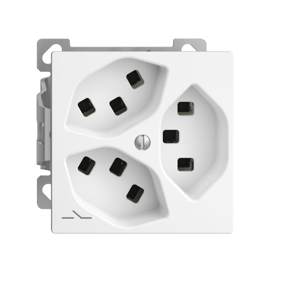 Prise AP 3×T23 Feller EDIZIOdue FXCO54, 1×séparé, bornes enfichables, blanc