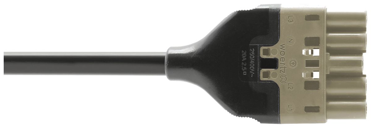 Anschlussleitung Woertz 49345/C3 5×2.5mm² 400V 20A 5m gu Stecker-frei Cca